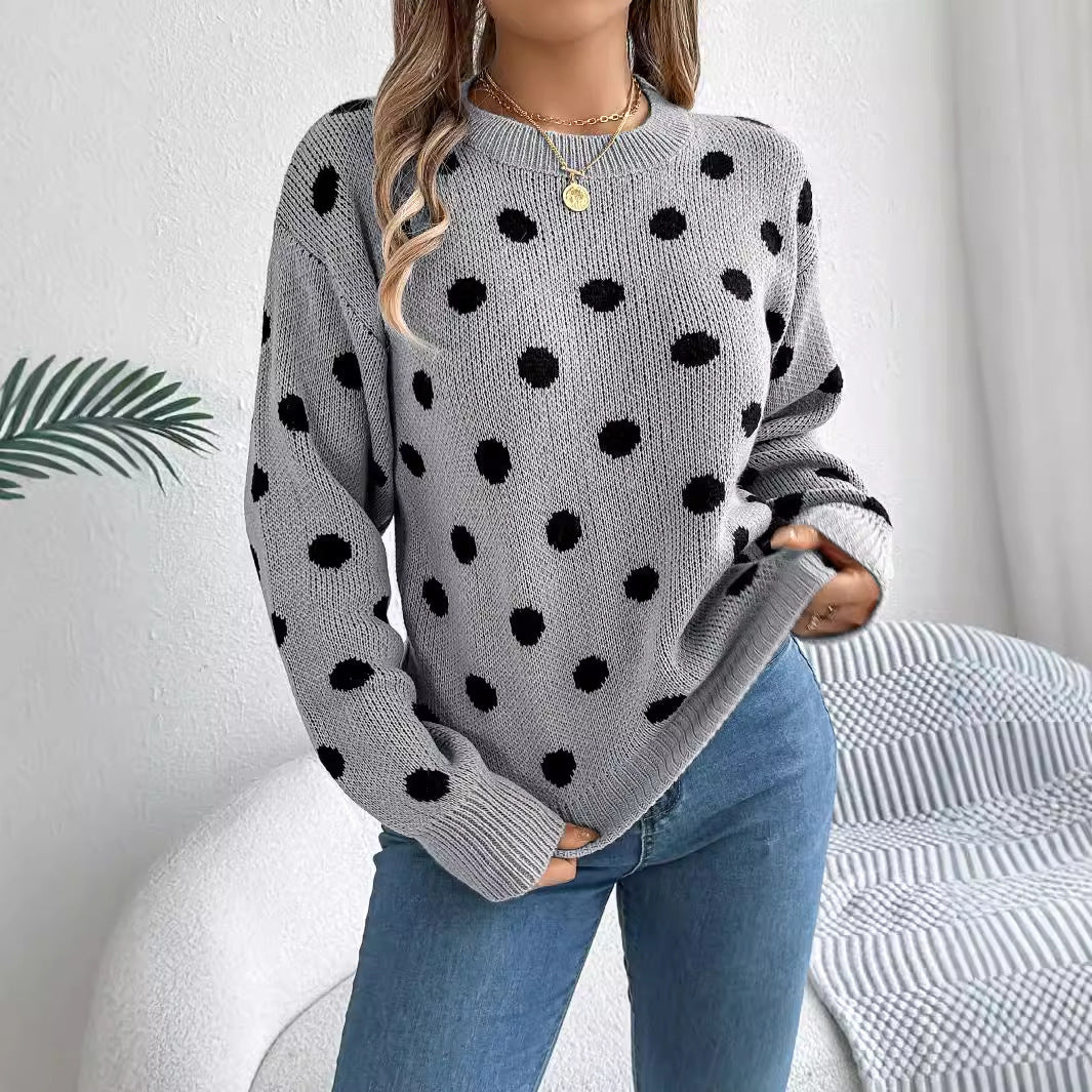 Pull Femme à Pois Bicolores – Automne & Hiver