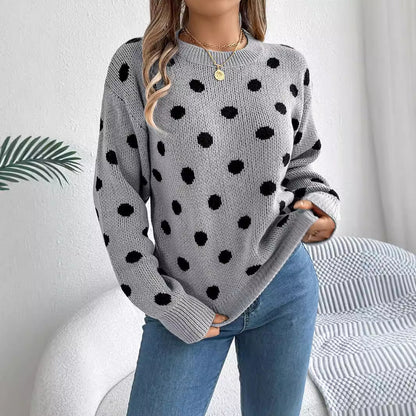 Pull Femme à Pois Bicolores – Automne & Hiver