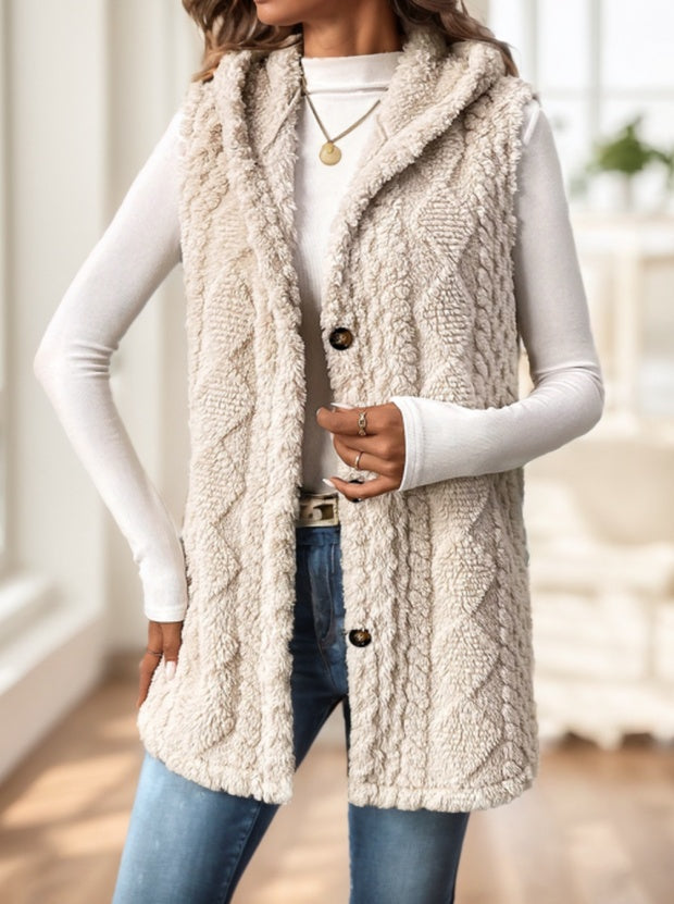 Veste Sans Manches à Capuche Polaire