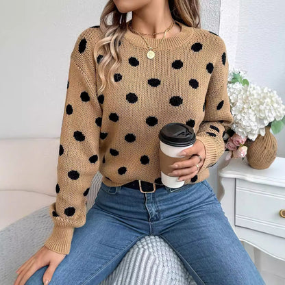 Pull Femme à Pois Bicolores – Automne & Hiver